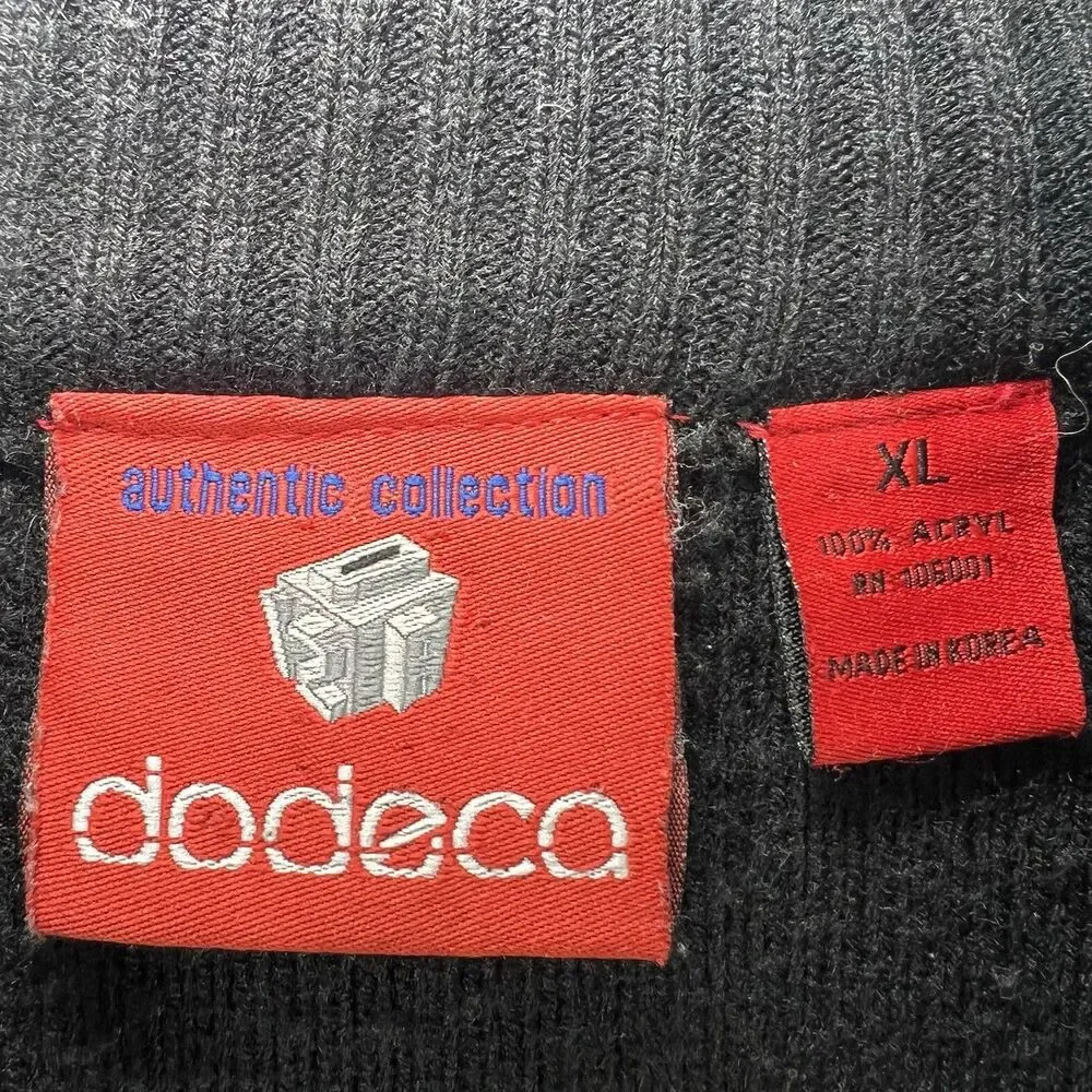 Dodeca Mock Neck Sweater Mens XL Black Beige Geometric Acrylic VTG Y2K Hip Hop